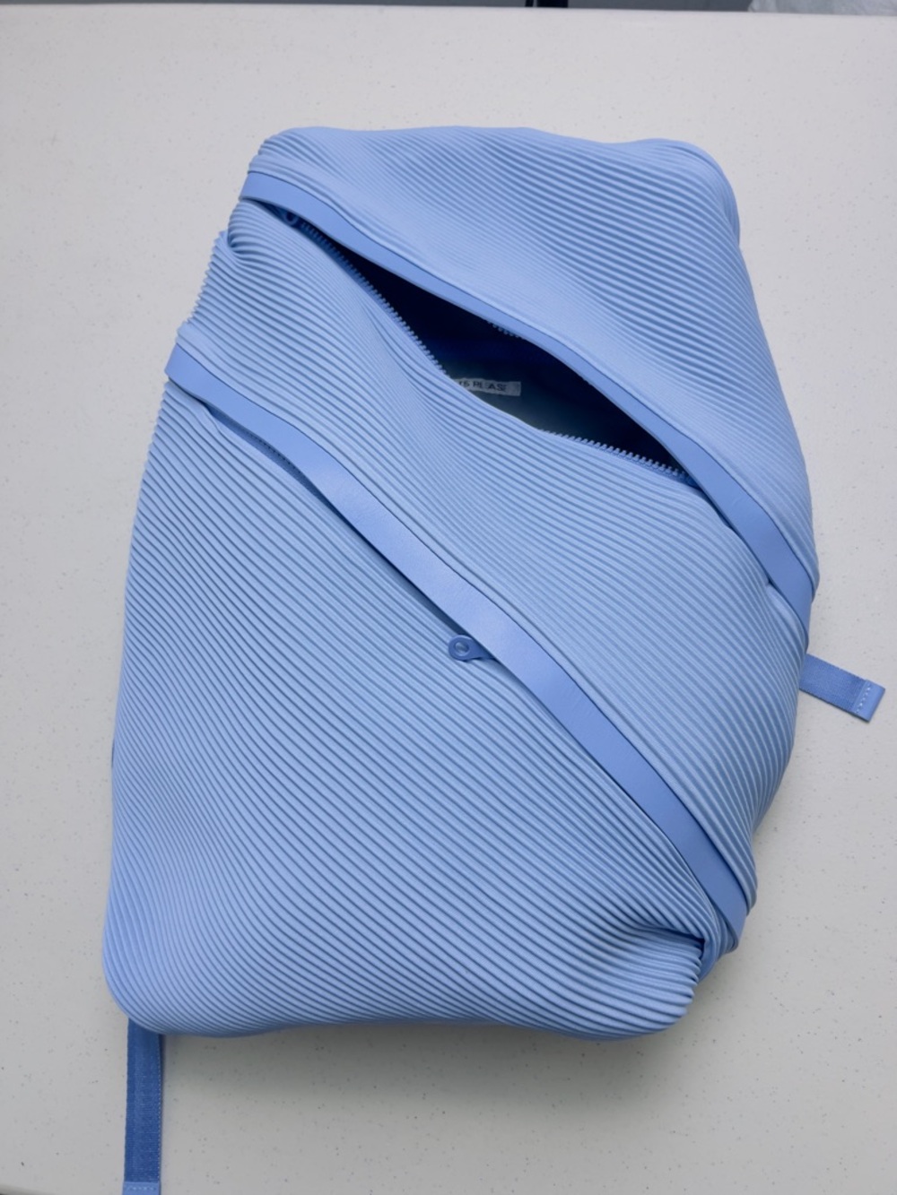 Bias Pleated Double Zip Blue Backpack from Pleats Please Issey Miyake